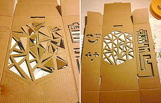 废旧纸箱手工制作灯笼图片